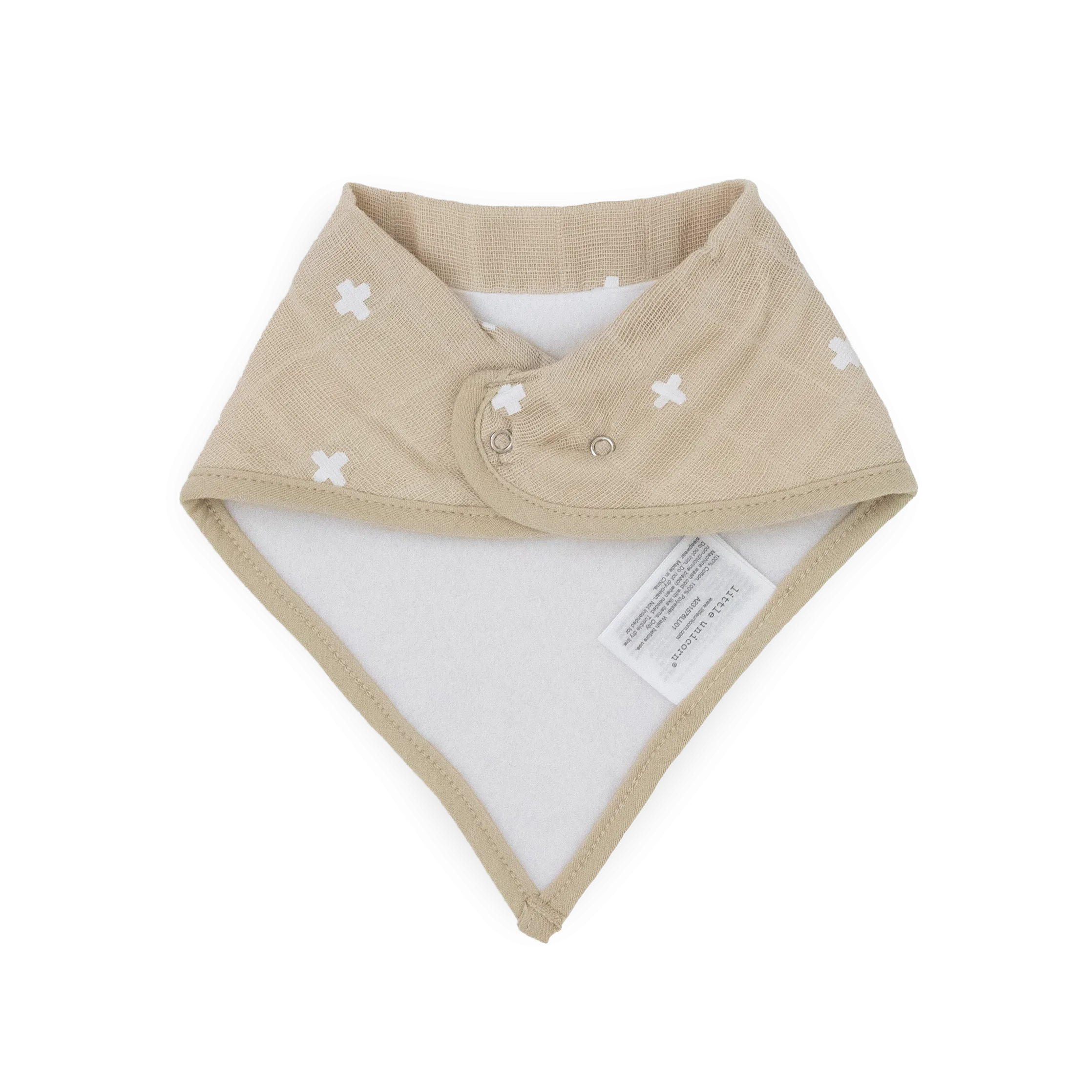 Cotton Muslin   Fleece Bandana Bib 4 Pack - Taupe Cross