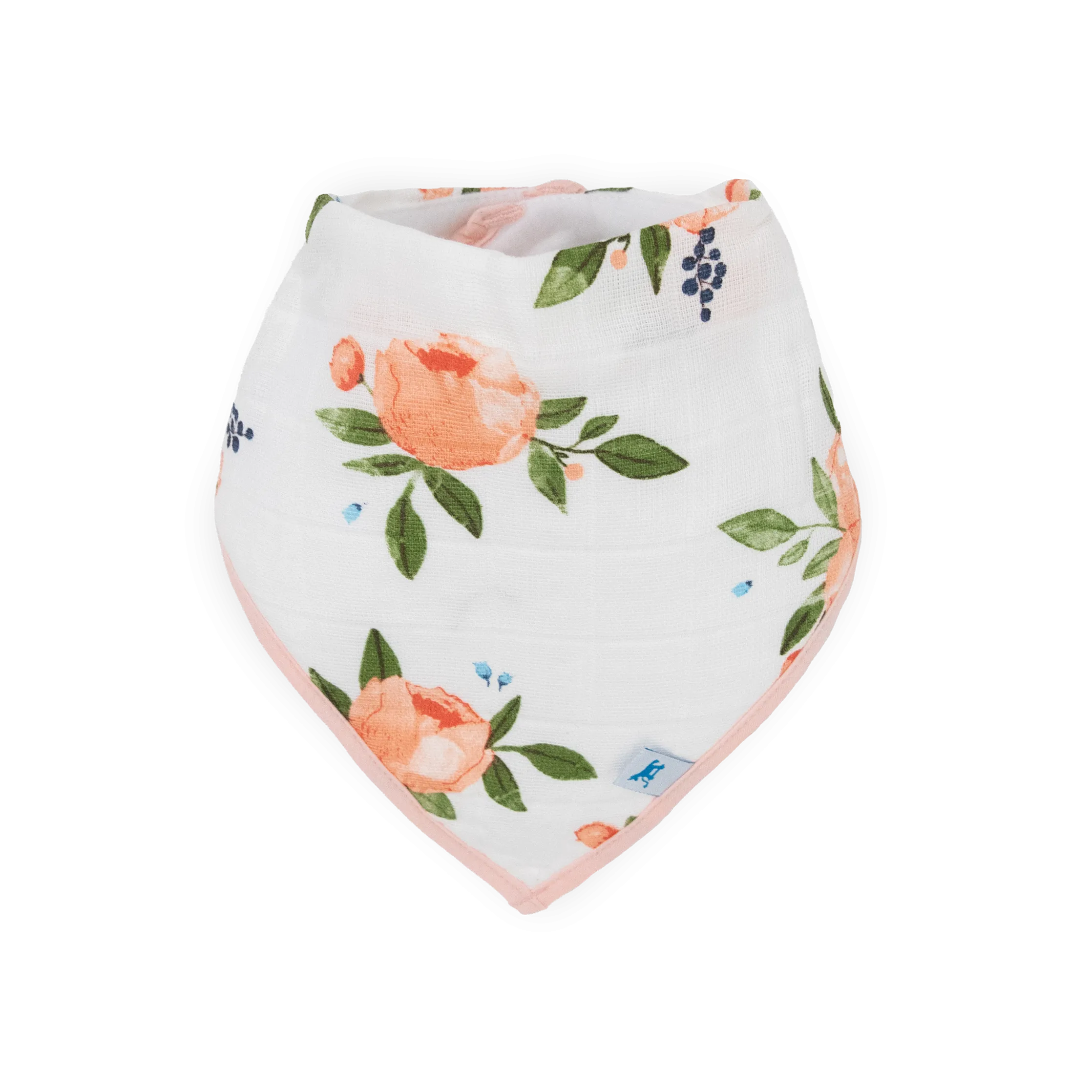 Cotton Muslin   Fleece Bandana Bib 4 Pack - Watercolor Roses