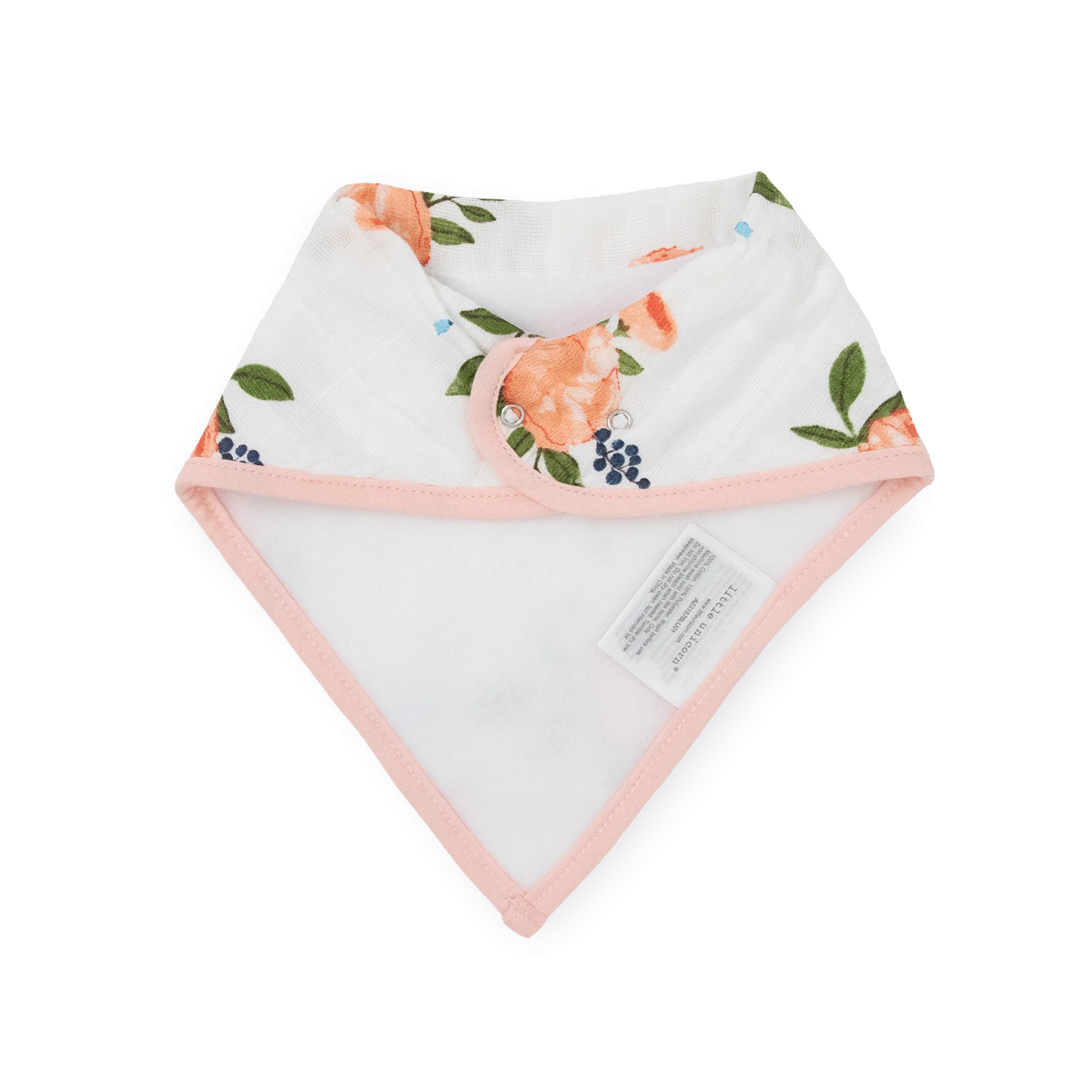 Cotton Muslin   Fleece Bandana Bib 4 Pack - Watercolor Roses