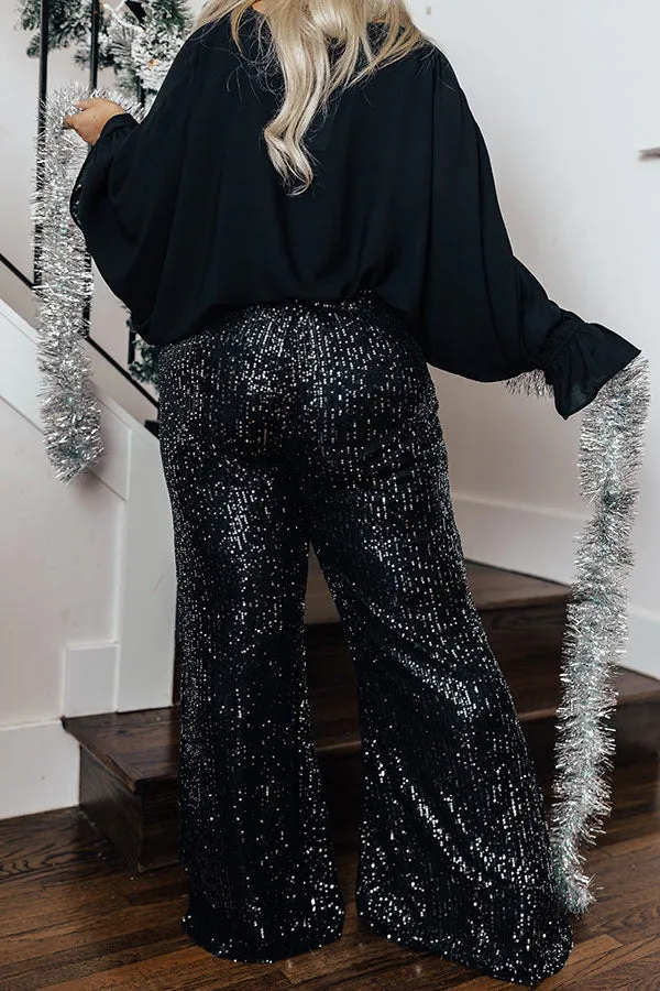 Dainty Glam Sequin High Waist Flare In 2-Tone Curves