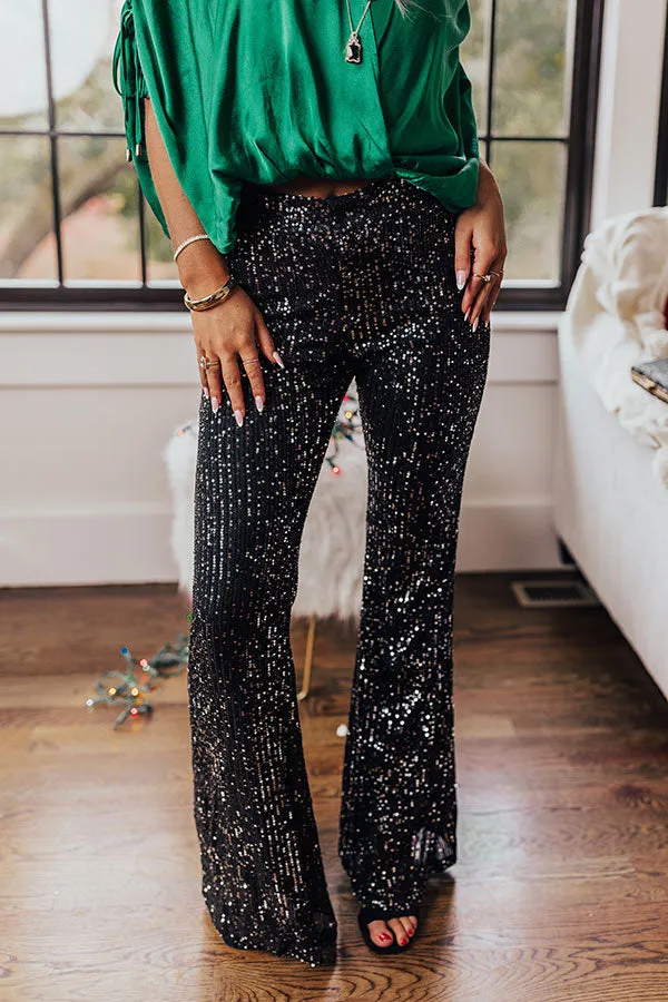 Dainty Glam Sequin High Waist Flare In 2-Tone