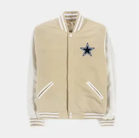 Dallas Cowboys Reversible Letterman Mens Jacket (Beige/White)