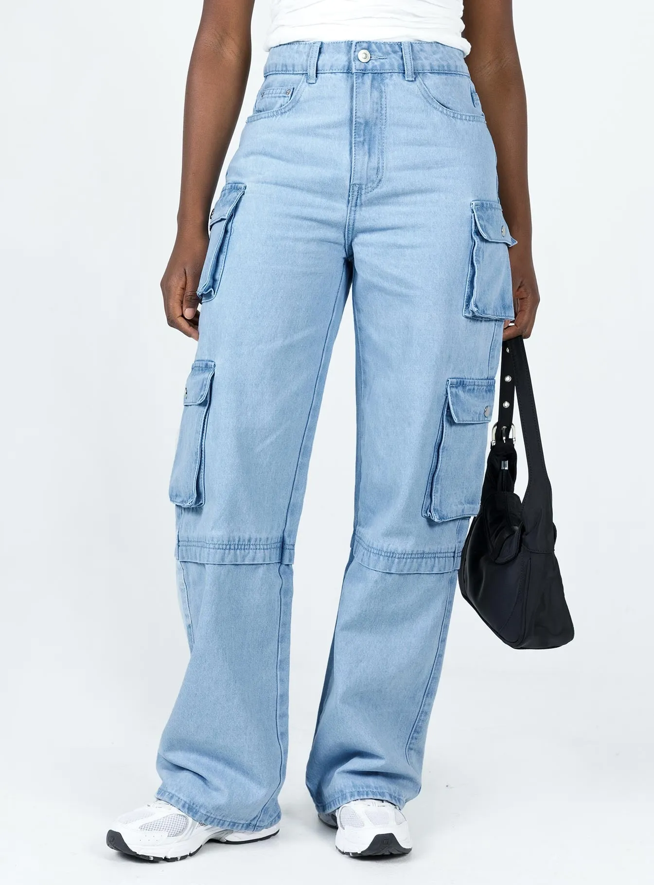 Darla Cargo Denim Jeans Light Wash Denim