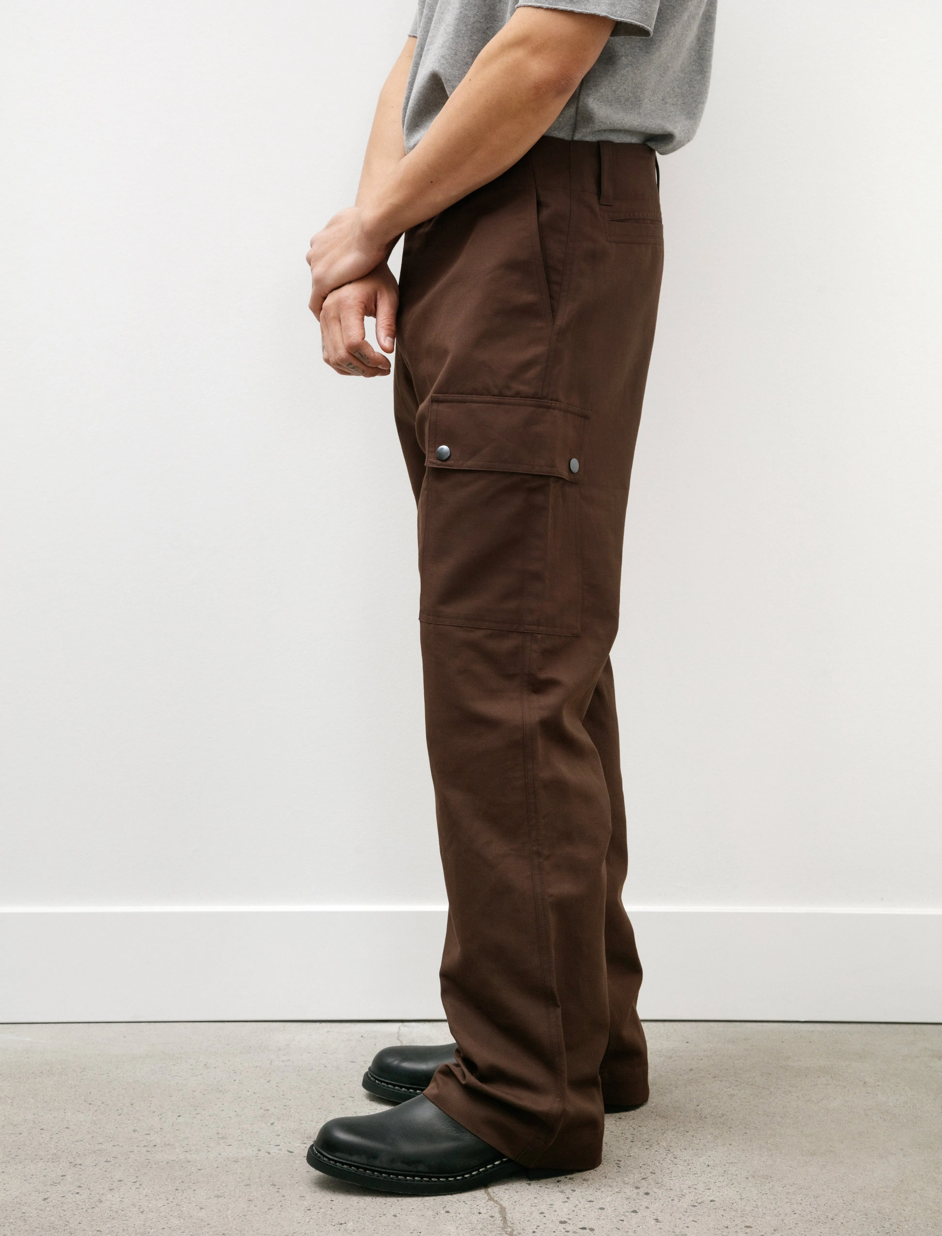 Deck Trousers Cotton Linen Gabardine Brown