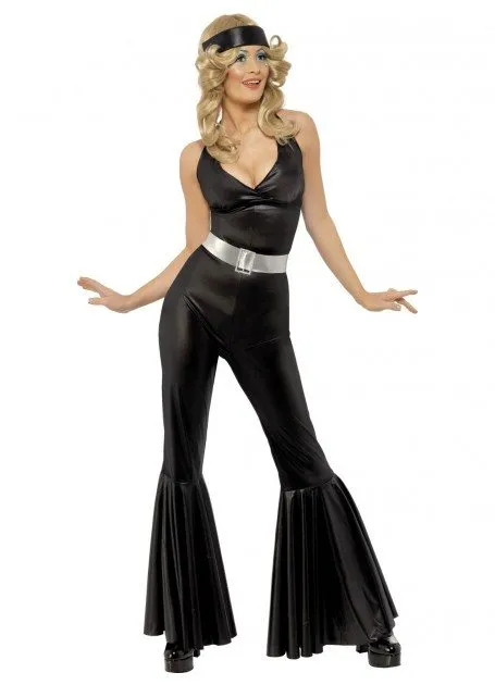 Disco Diva 70's Black Jumpsuit Costume