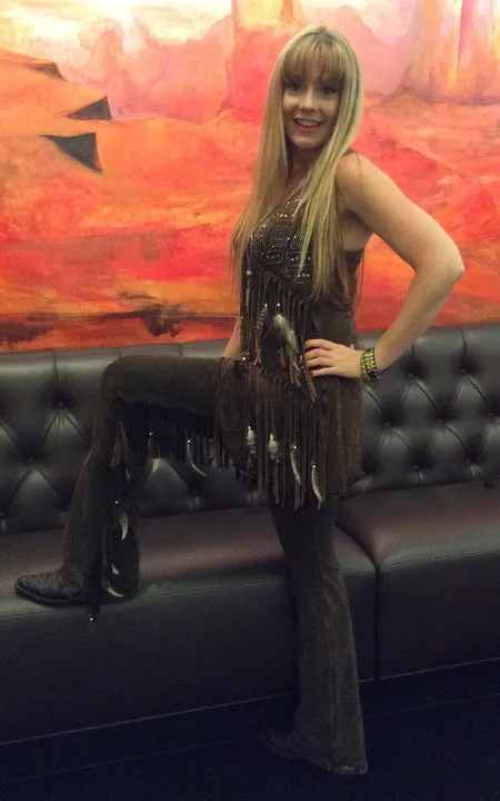 Distressed Brown Fringe Feathered Pant