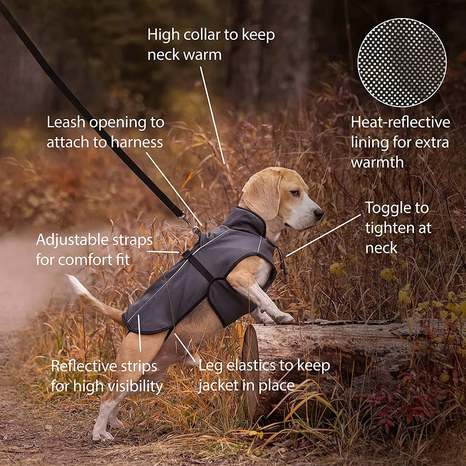 Dog Winter Coat with Smart Heat-Reflective Insulation Medium