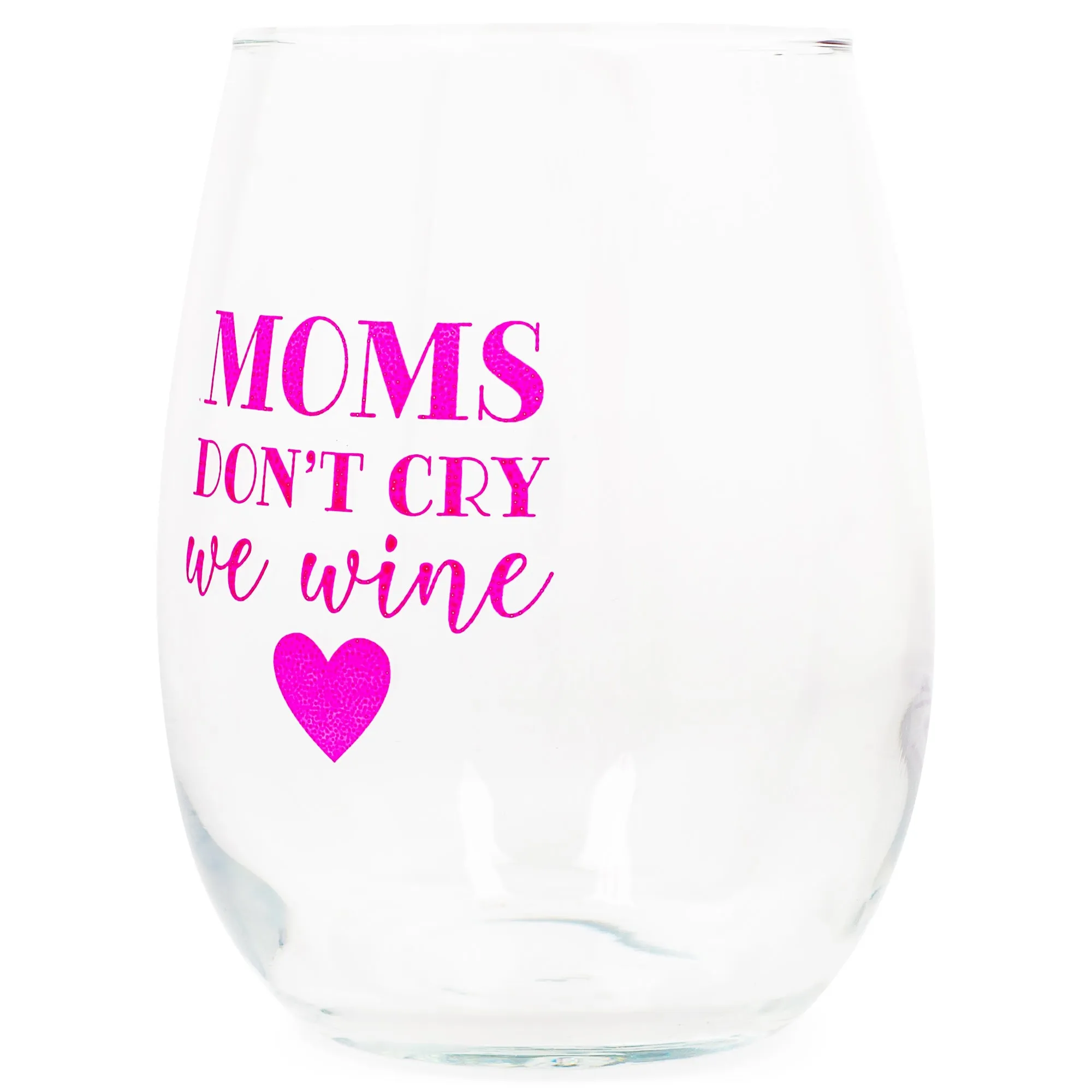 Don't Cry We Wine Dotted Pink 14 ounce Glass Stemless Wine Glass