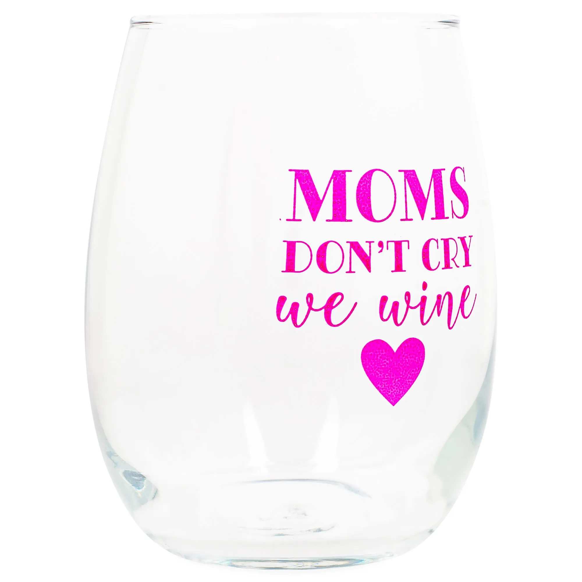 Don't Cry We Wine Dotted Pink 14 ounce Glass Stemless Wine Glass