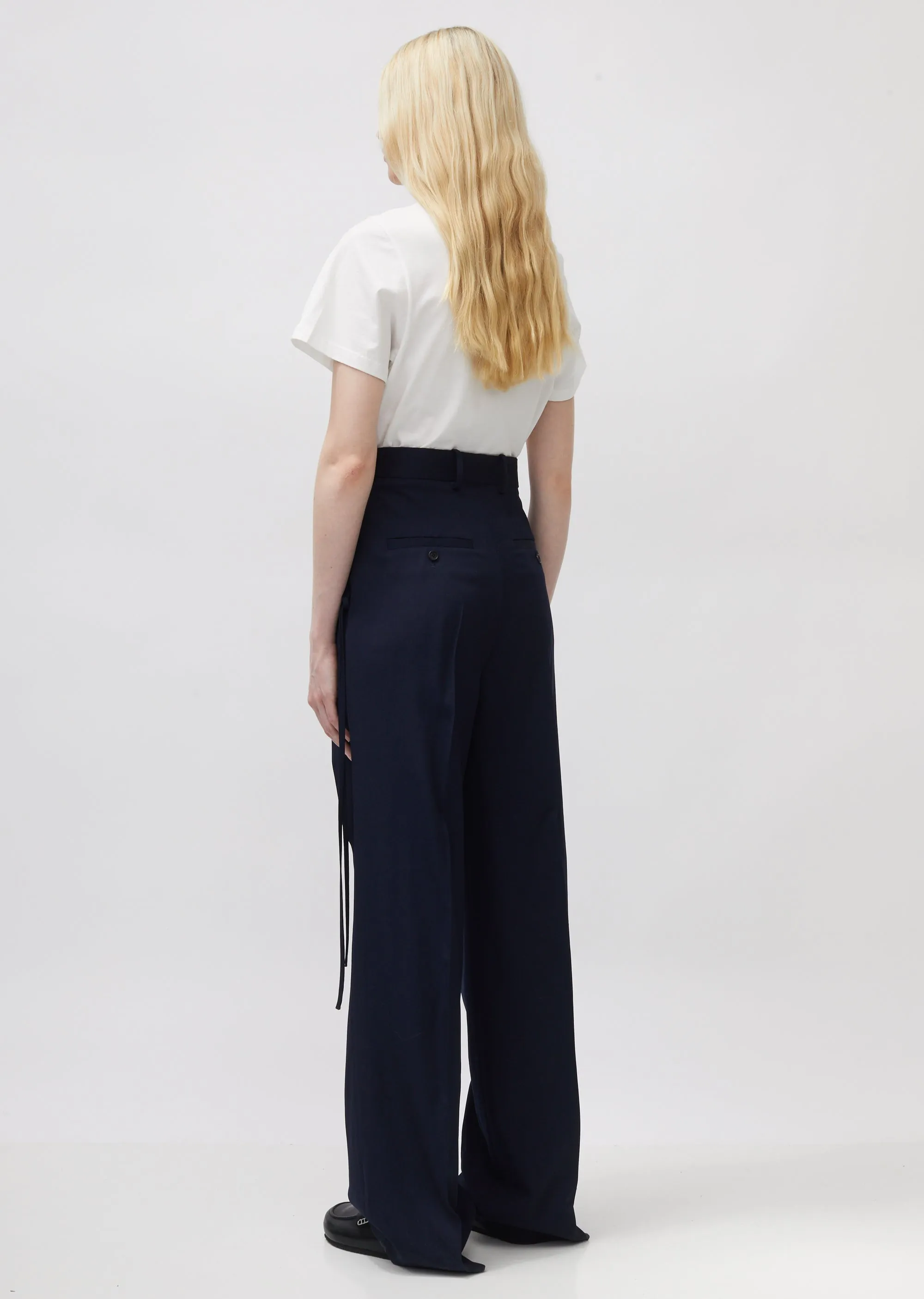 Double Pleats Tailored Flare Trousers