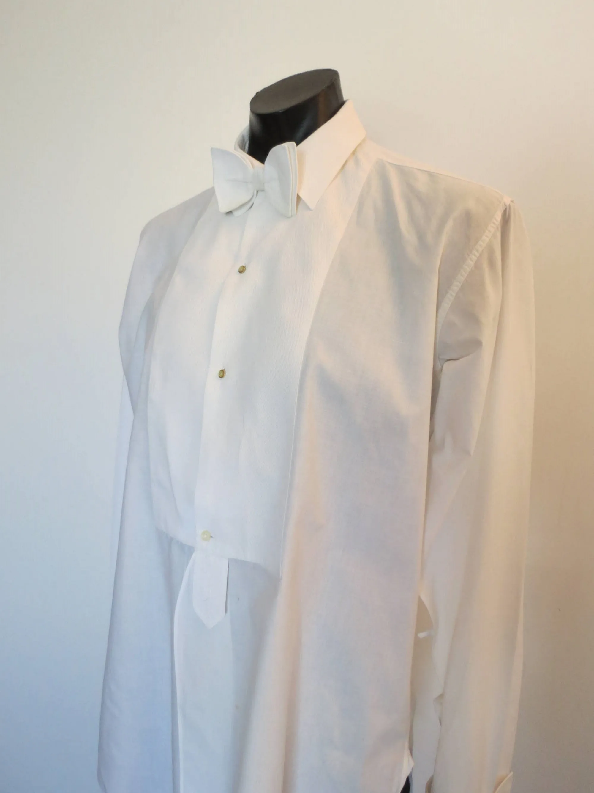 Dress Shirt With Pique Front, Collar & Cuffs by Welmar - 1950s - Neck 42 cm