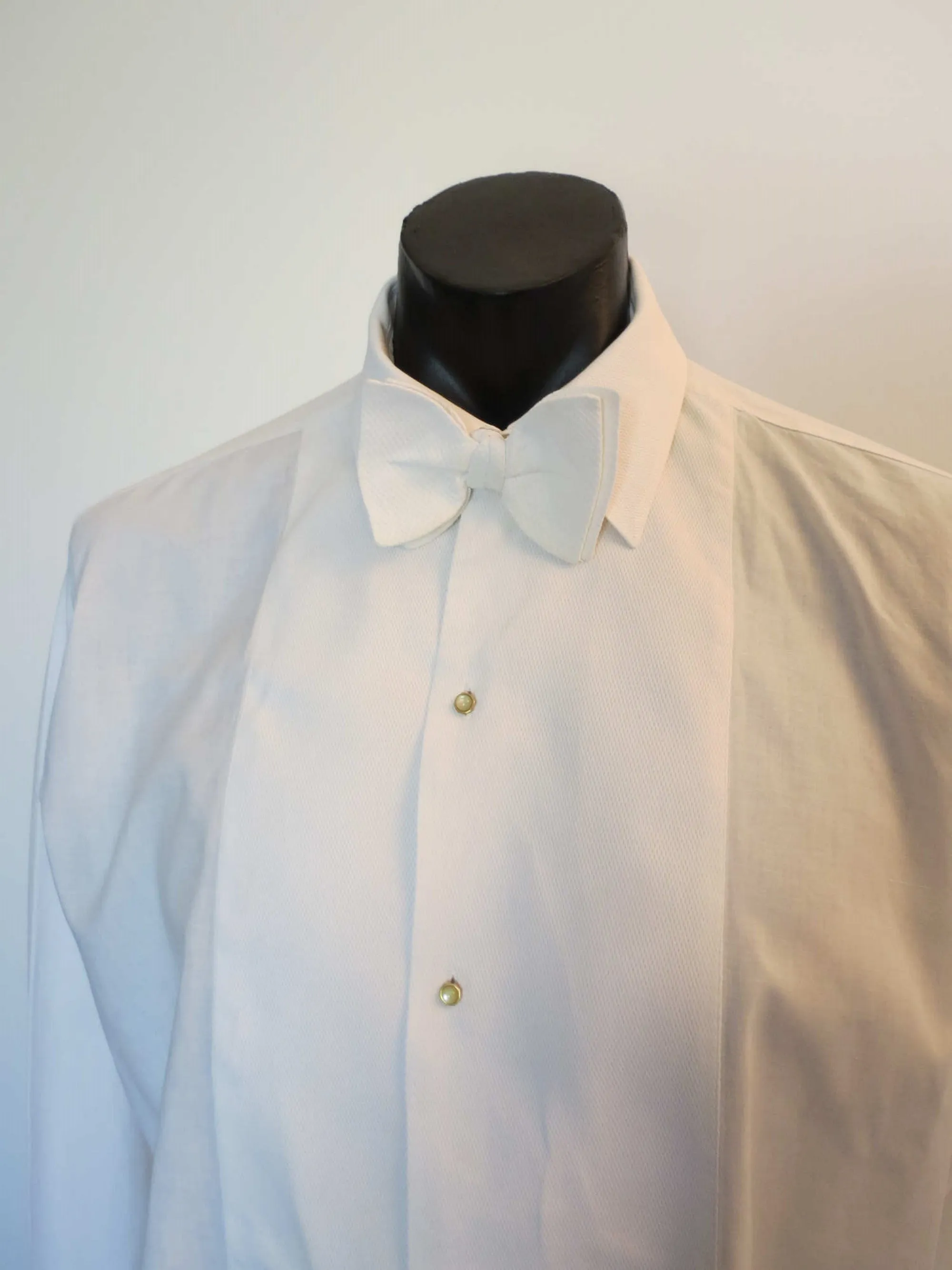 Dress Shirt With Pique Front, Collar & Cuffs by Welmar - 1950s - Neck 42 cm