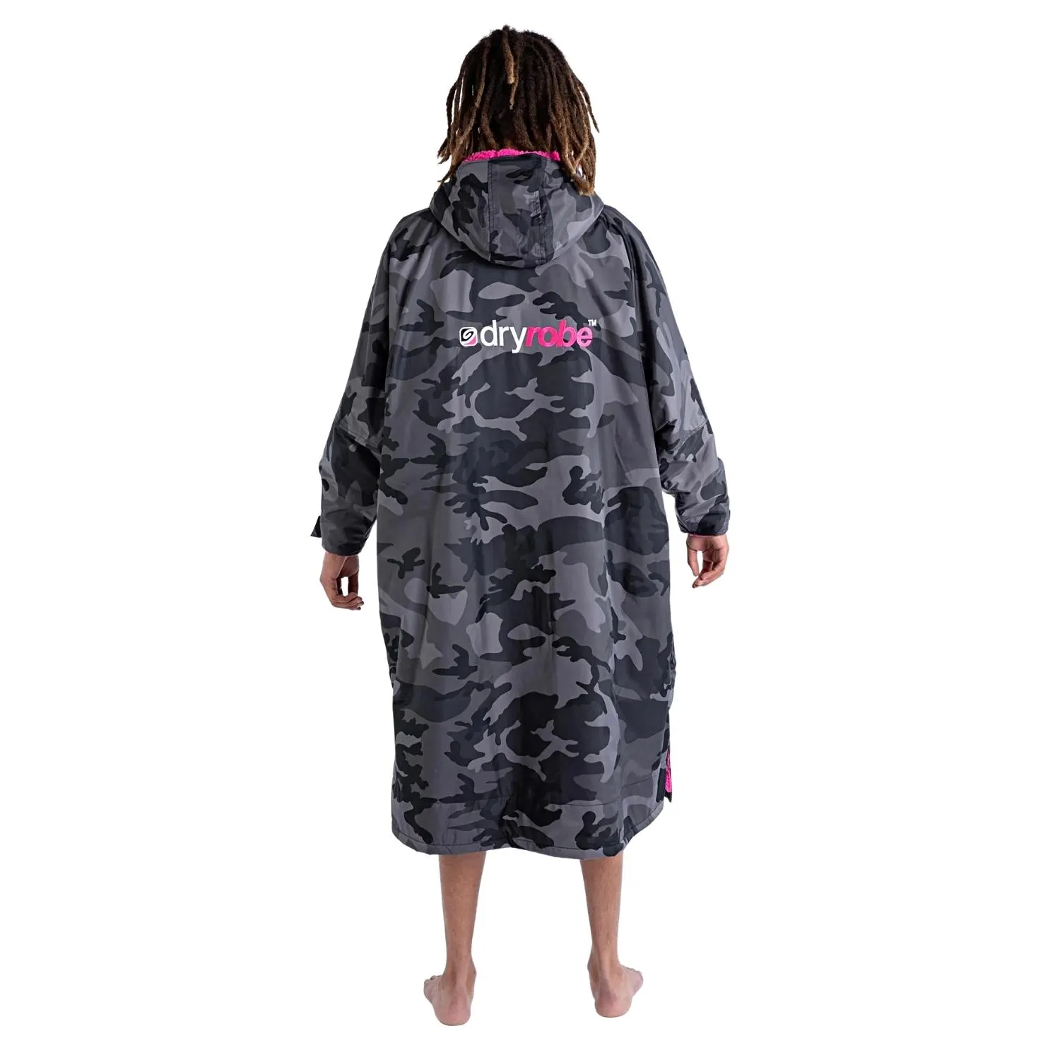 Dryrobe Advance Long Sleeve Drying & Changing Robe - Black Camo/Pink