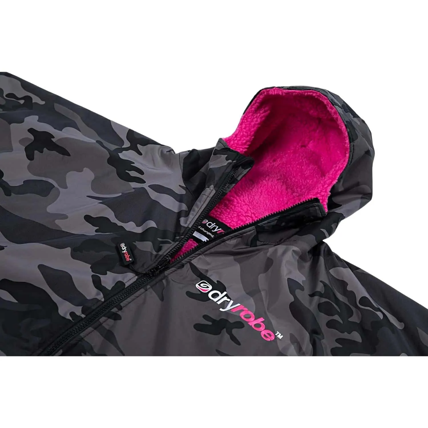 Dryrobe Advance Long Sleeve Drying & Changing Robe - Black Camo/Pink