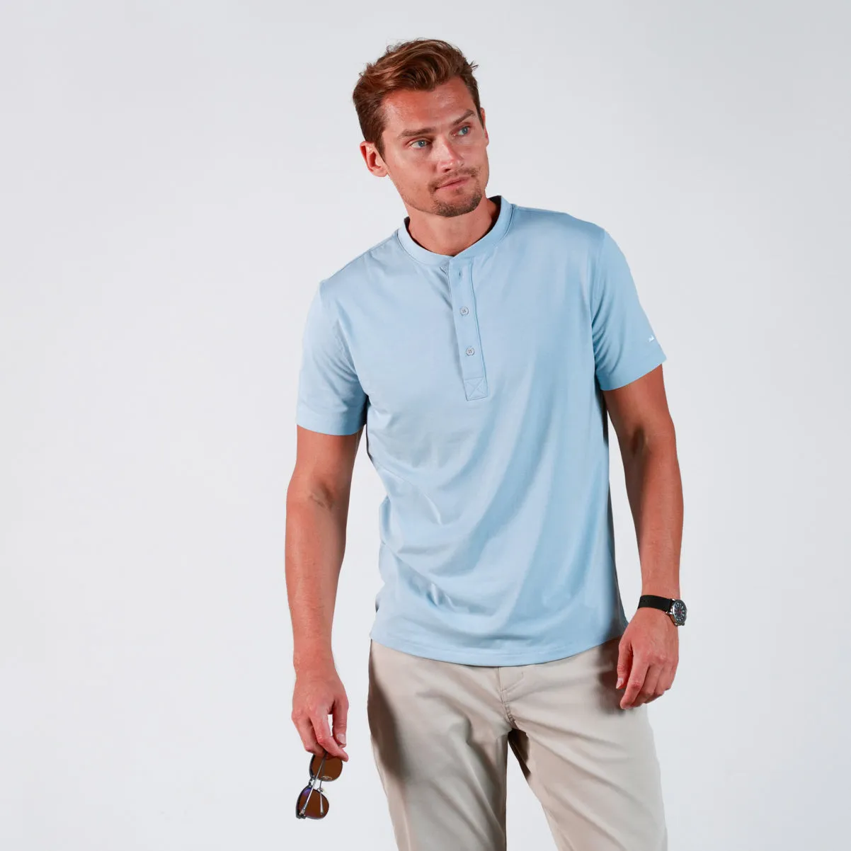 Everyday Henley Short Sleeve in Blue Fog