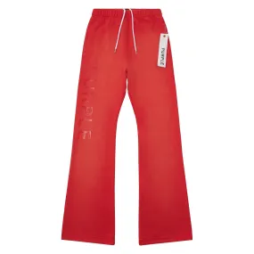 Faded Wordmark Flared Sweatpant | Red