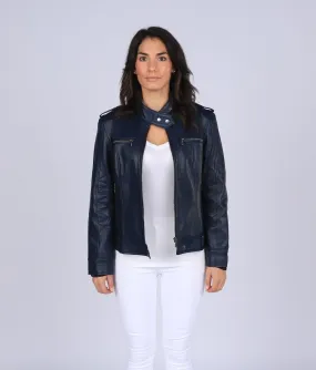 Faya Womens Leather Jacket Midnight