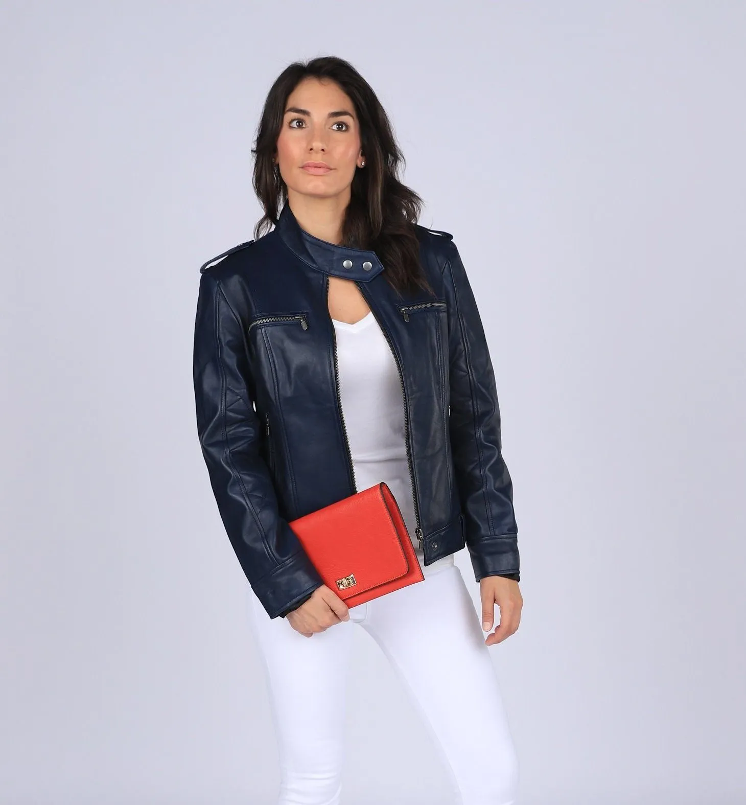 Faya Womens Leather Jacket Midnight