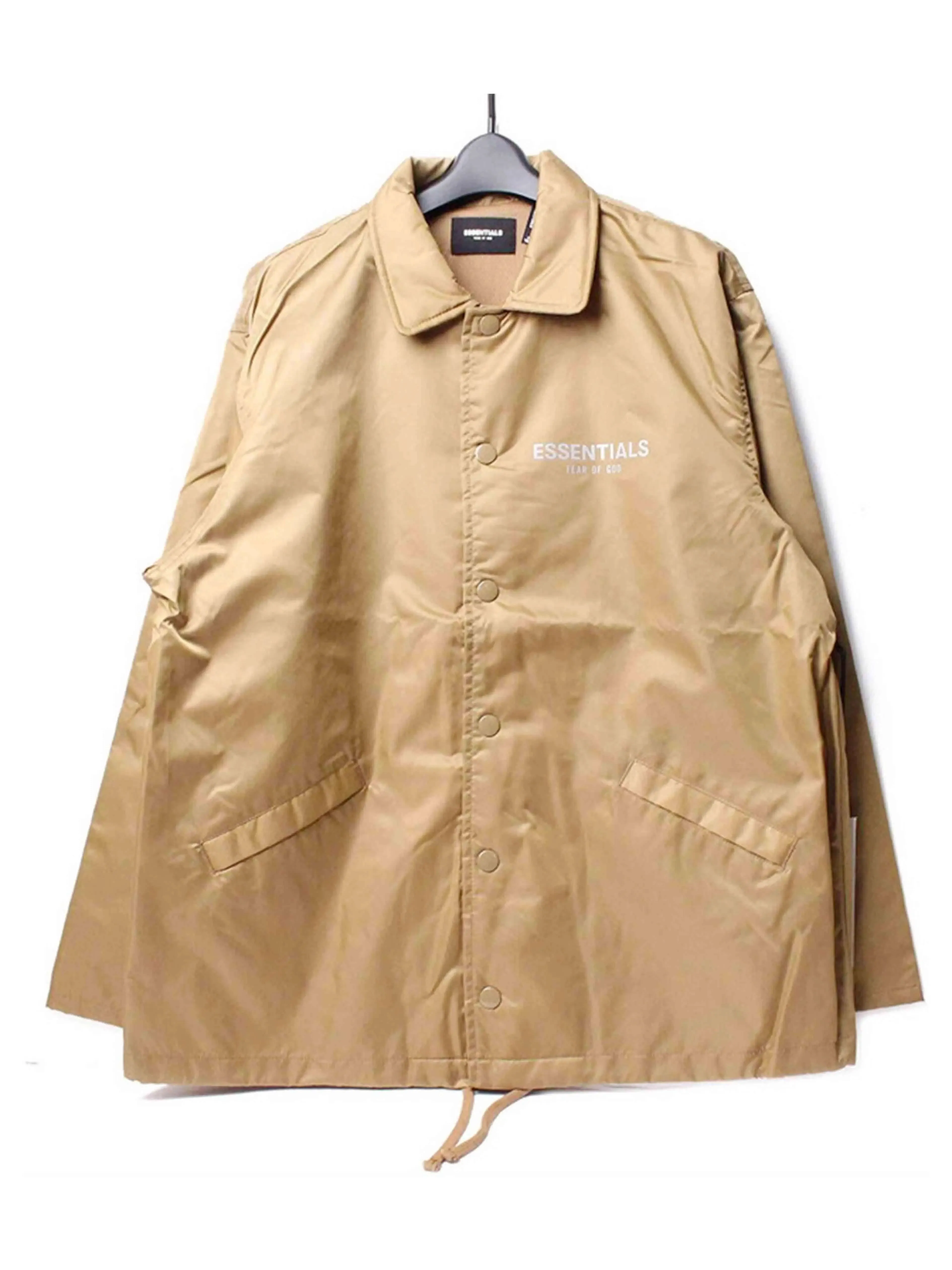 Fear Of God Essentials 3M Reflective Logo Coach Jacket Tan