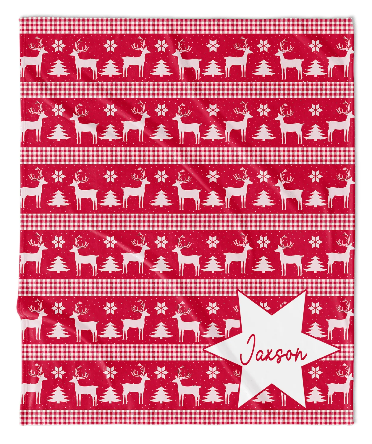 FESTIVE REINDEER HOLIDAY NAME BLANKET