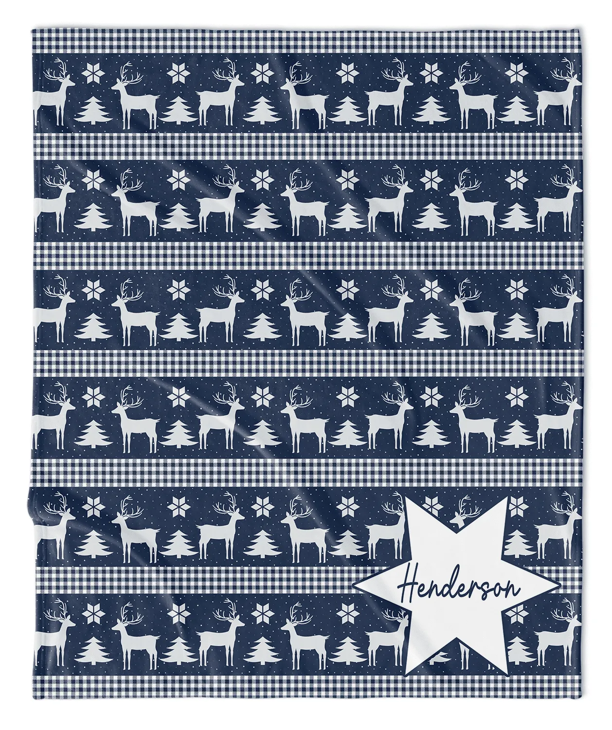 FESTIVE REINDEER HOLIDAY NAME BLANKET