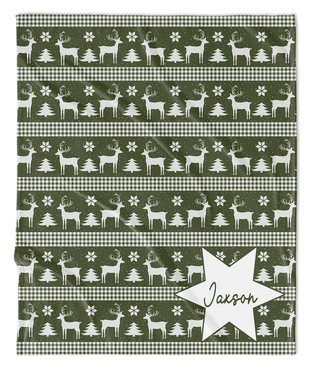 FESTIVE REINDEER HOLIDAY NAME BLANKET