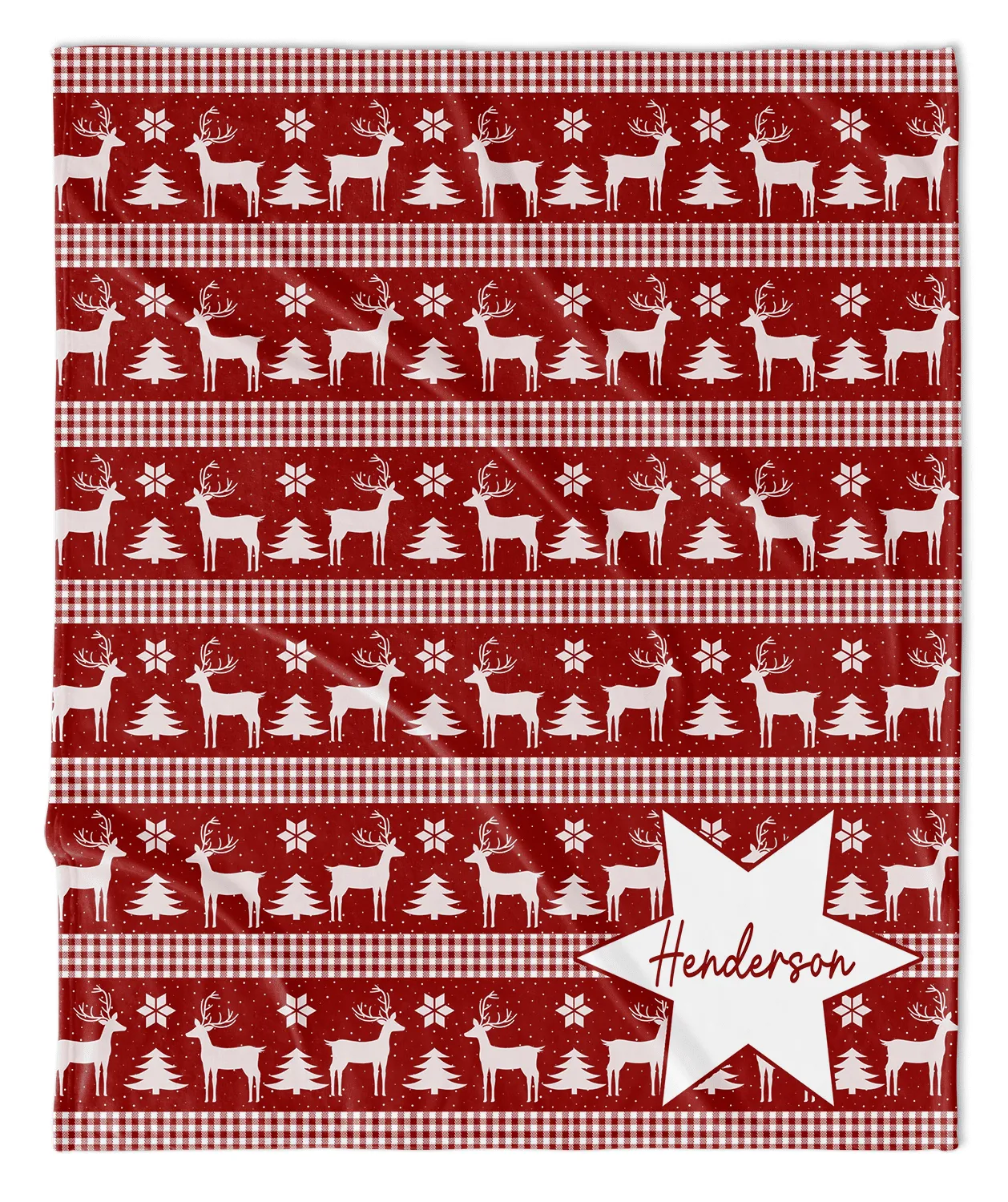 FESTIVE REINDEER HOLIDAY NAME BLANKET