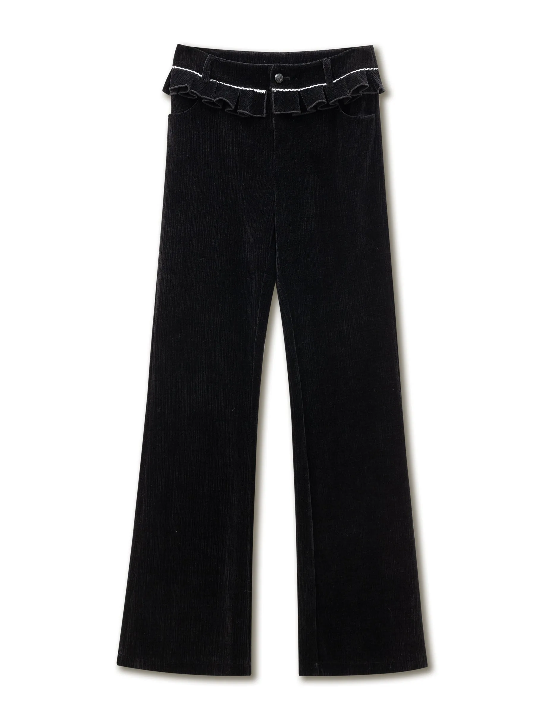 (Final Sale) Black Fitted Chenille Flared Pants