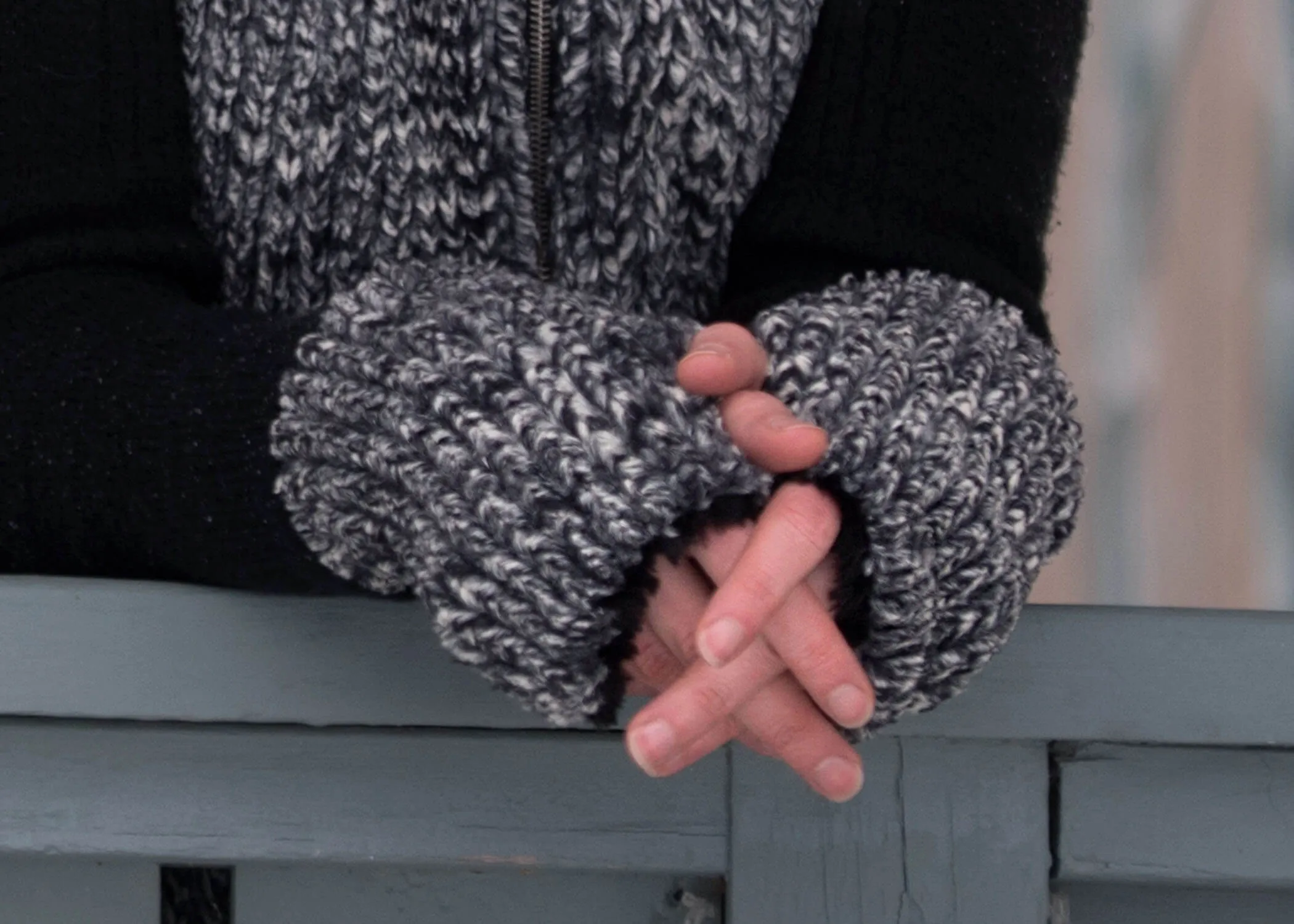 Fingerless / Texting Gloves, Reversible - Luxury Faux Fur in Glacier Bay  - Sold Out!