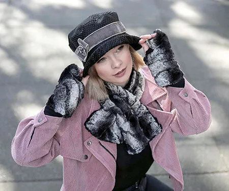 Fingerless / Texting Gloves, Reversible - Luxury Faux Fur in Honey Badger  - Sold Out