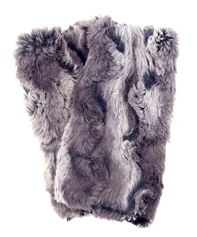 Fingerless / Texting Gloves, Reversible - Luxury Faux Fur in Muddy Waters