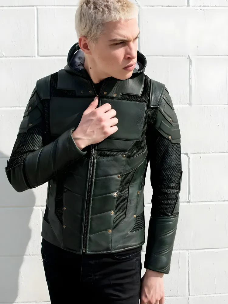 Forest Green Armor Leather Jacket