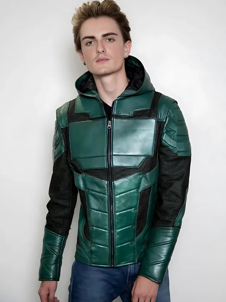 Forest Green Armor Leather Jacket