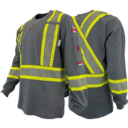 FR / Arc Flash Long Sleeve Henley Shirts w/Segmented Striping by Atlas Workwear - Style 4034