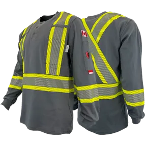 FR / Arc Flash Long Sleeve Henley Shirts w/Segmented Striping by Atlas Workwear - Style 4034