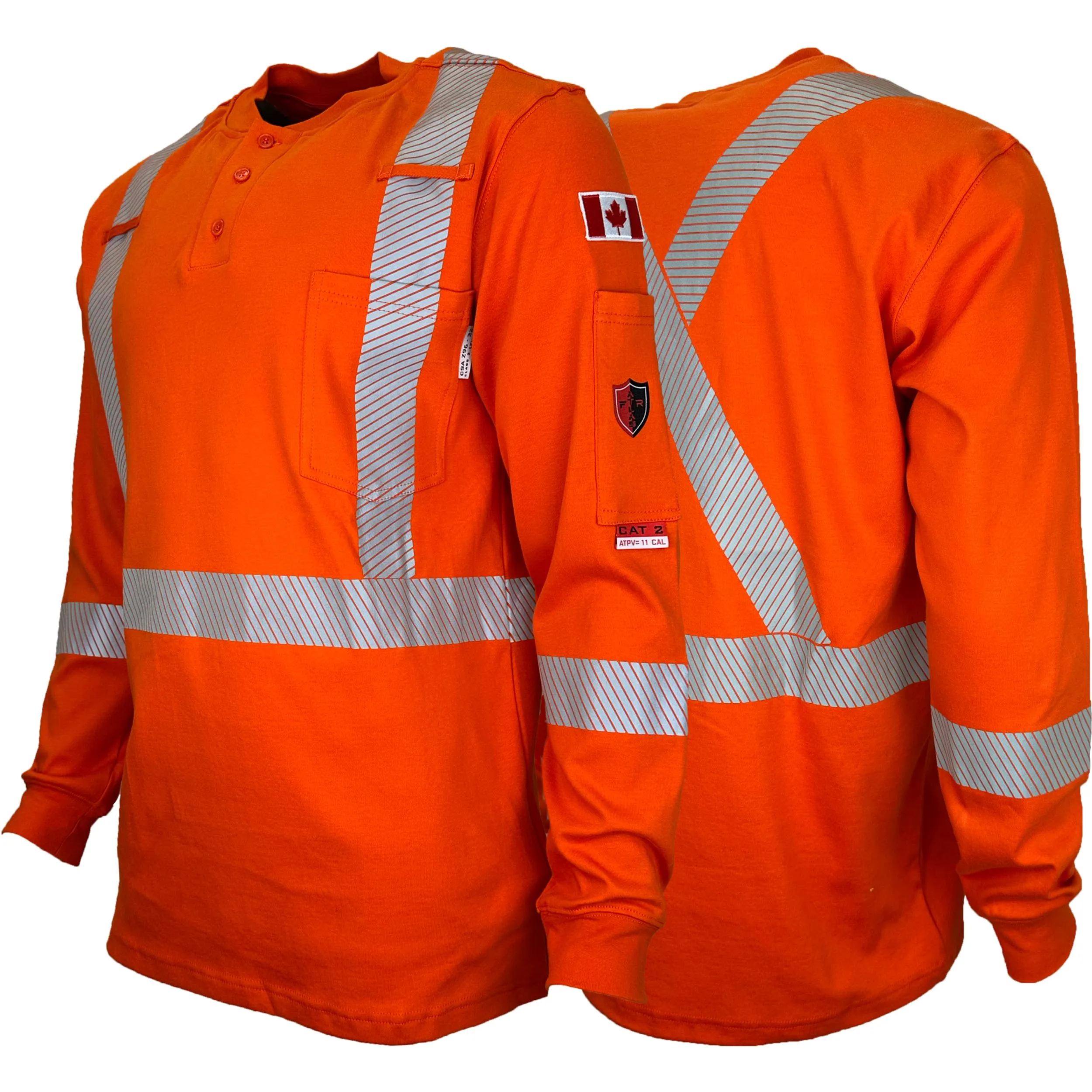 FR / Arc Flash Long Sleeve Henley Shirts w/Segmented Striping by Atlas Workwear - Style 403