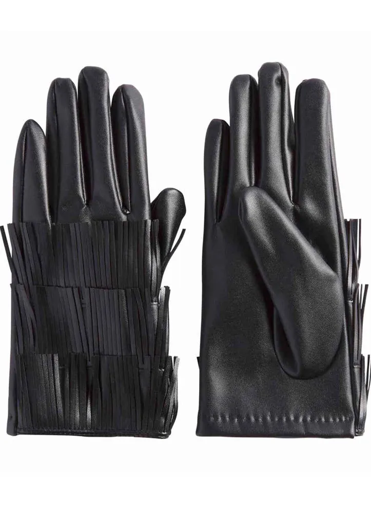 Fringe Glove in Black by Mud Pie