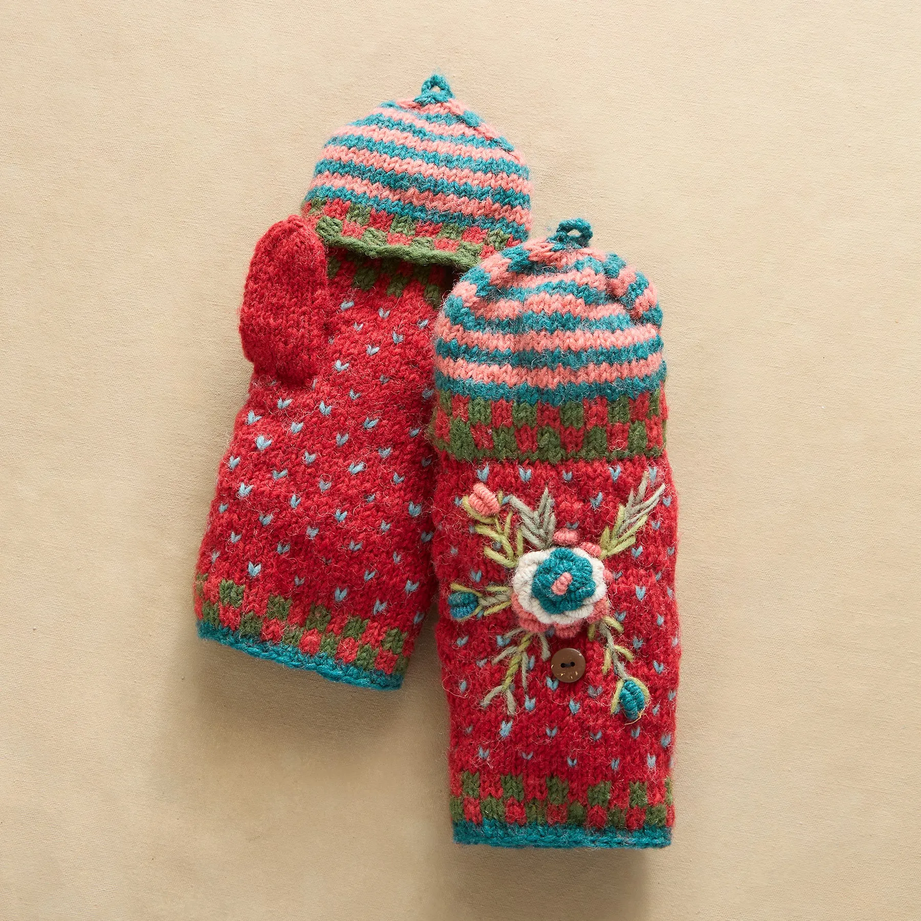 Frosty Blooms Convertible Mittens