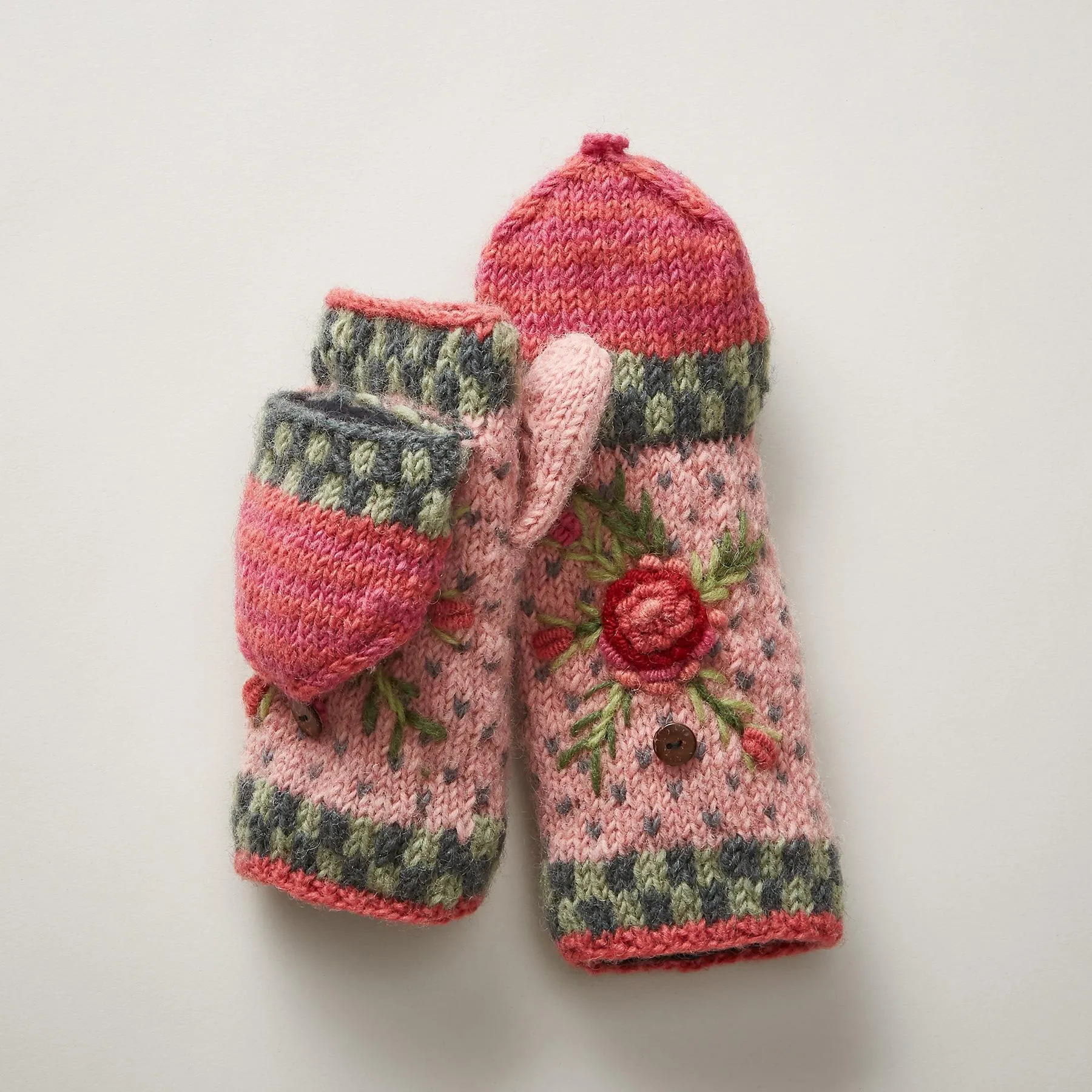 Frosty Blooms Convertible Mittens