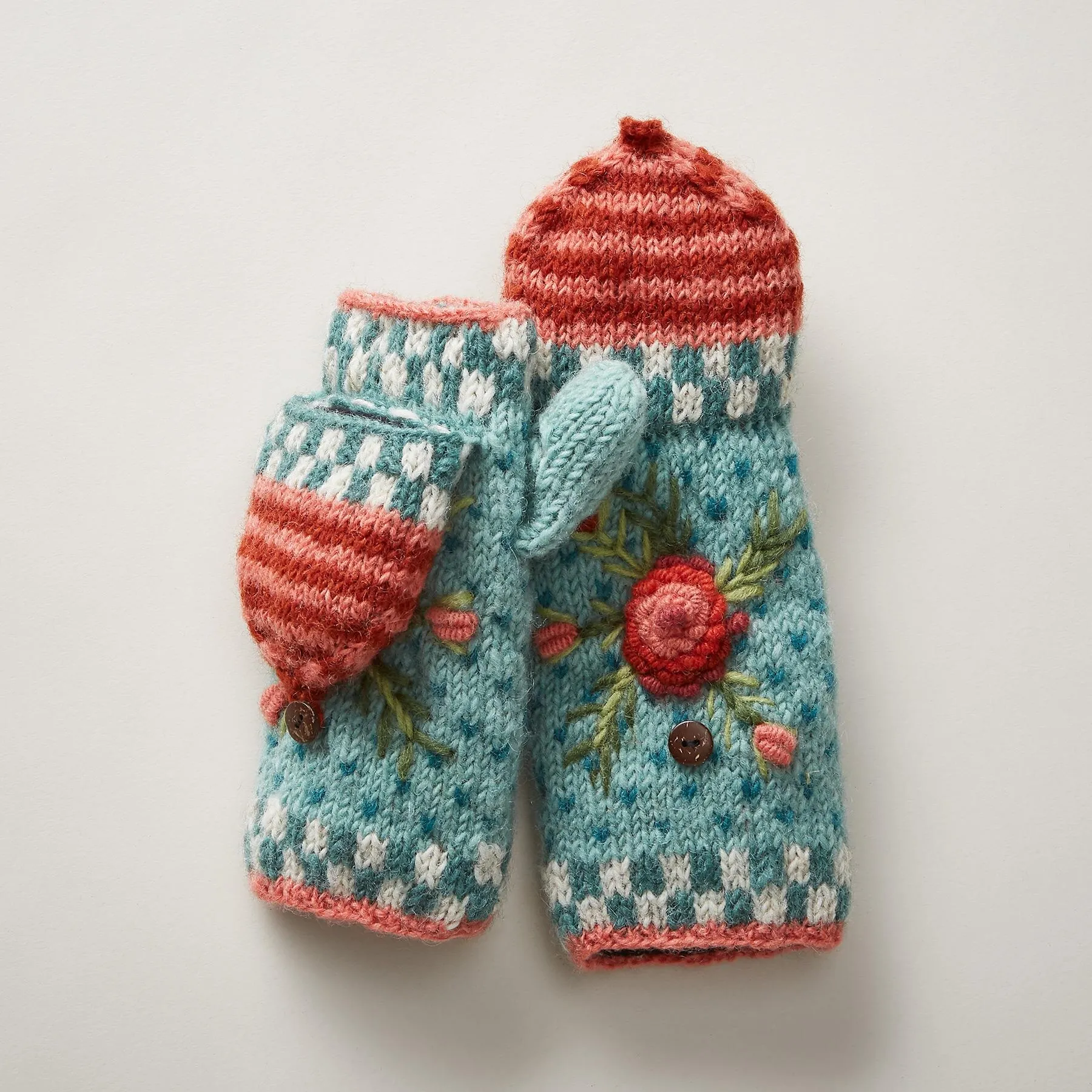 Frosty Blooms Convertible Mittens