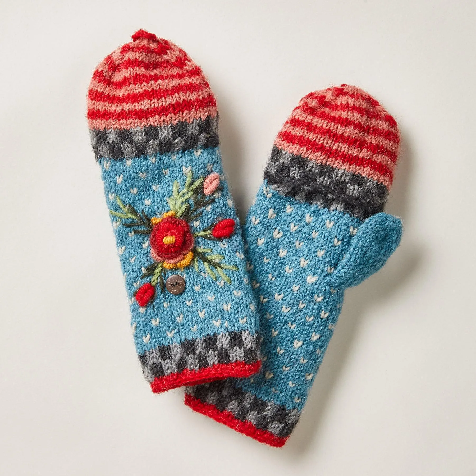 Frosty Blooms Convertible Mittens