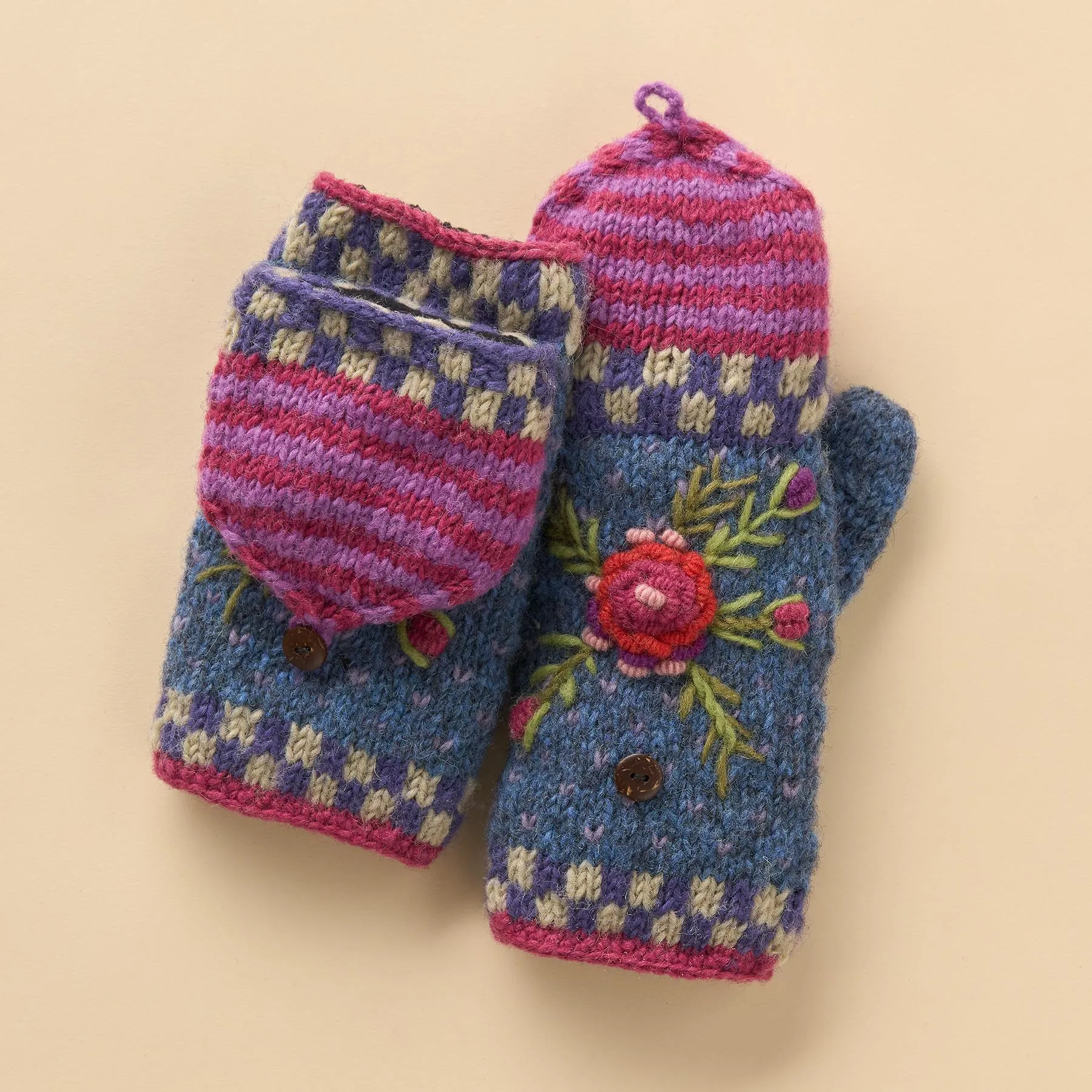 Frosty Blooms Convertible Mittens