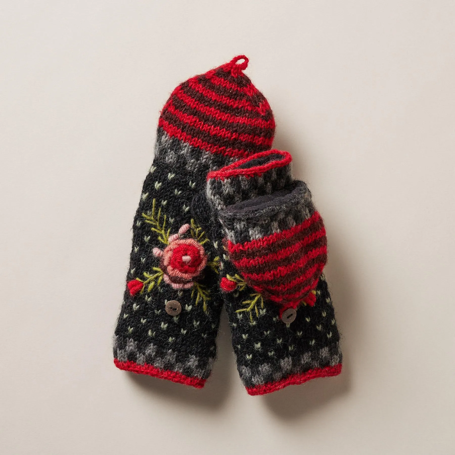 Frosty Blooms Convertible Mittens