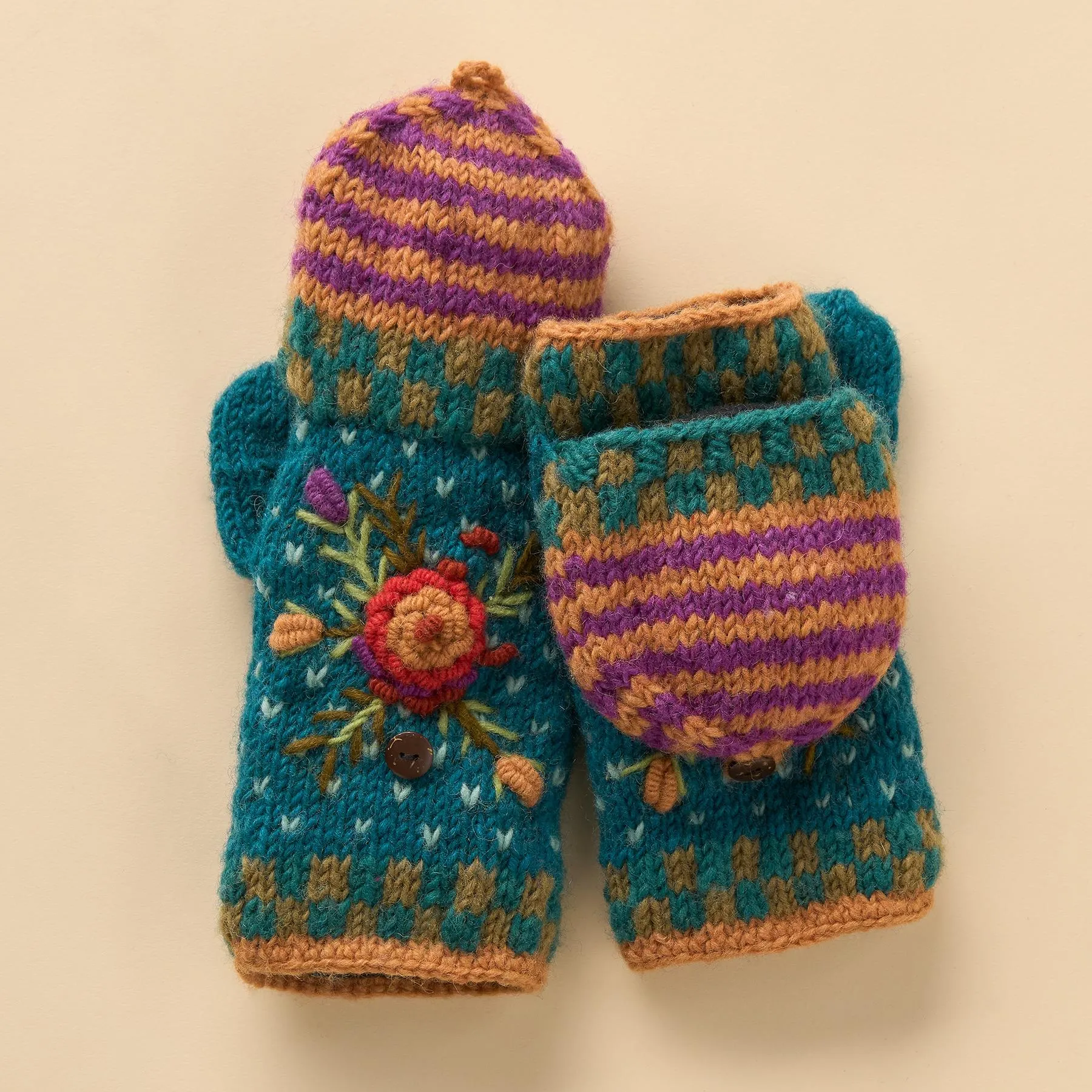 Frosty Blooms Convertible Mittens