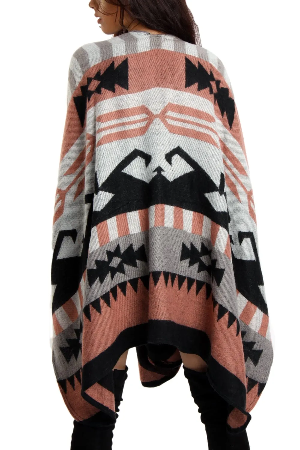 Geometric Print Blanket Cape