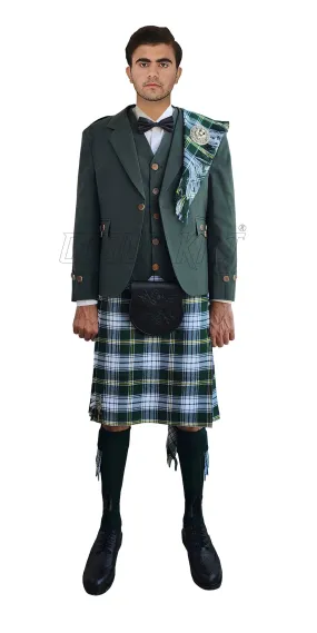 Green Argyll Kilt Outfit With St Patrick Irish Tartan Kilt