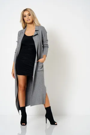 Grey Knit Duster Jacket