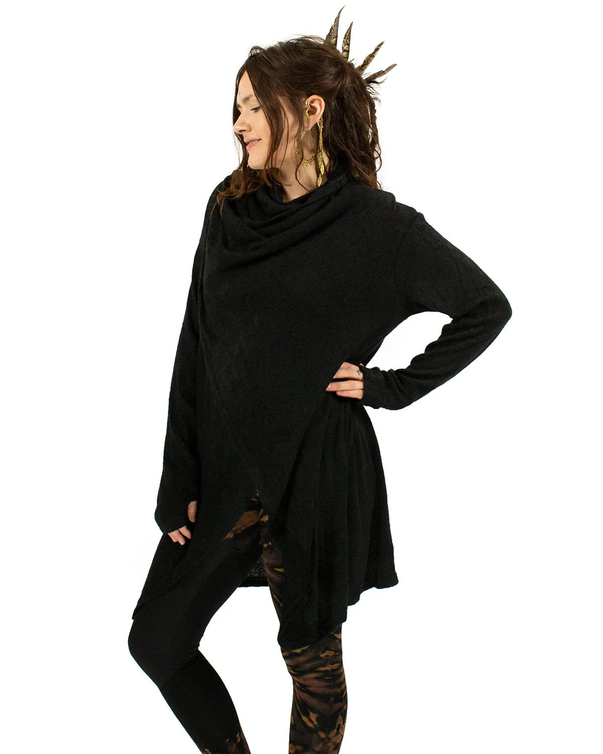 Hara Long Cardigan Wrap Black