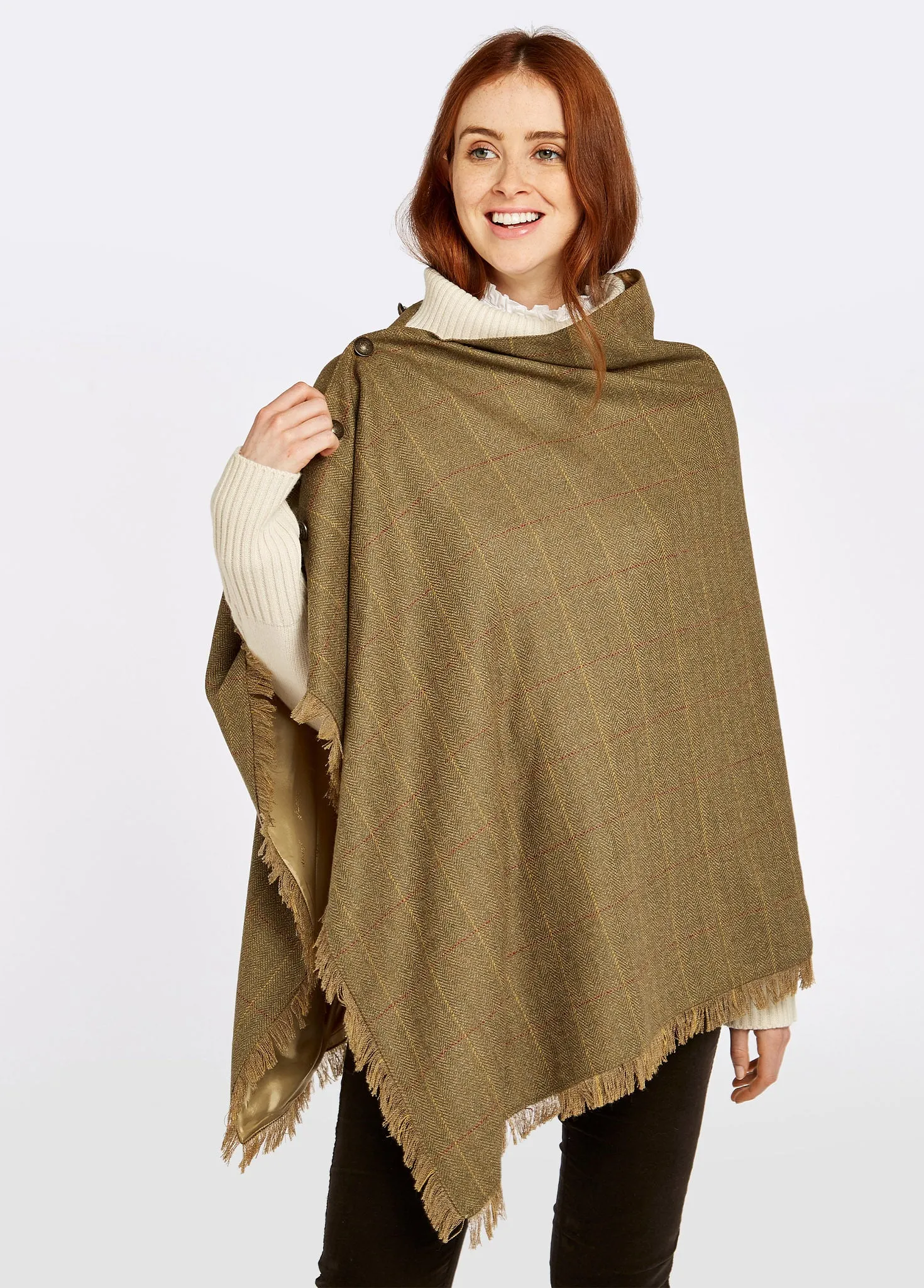 Hazelwood Tweed Poncho - Elm