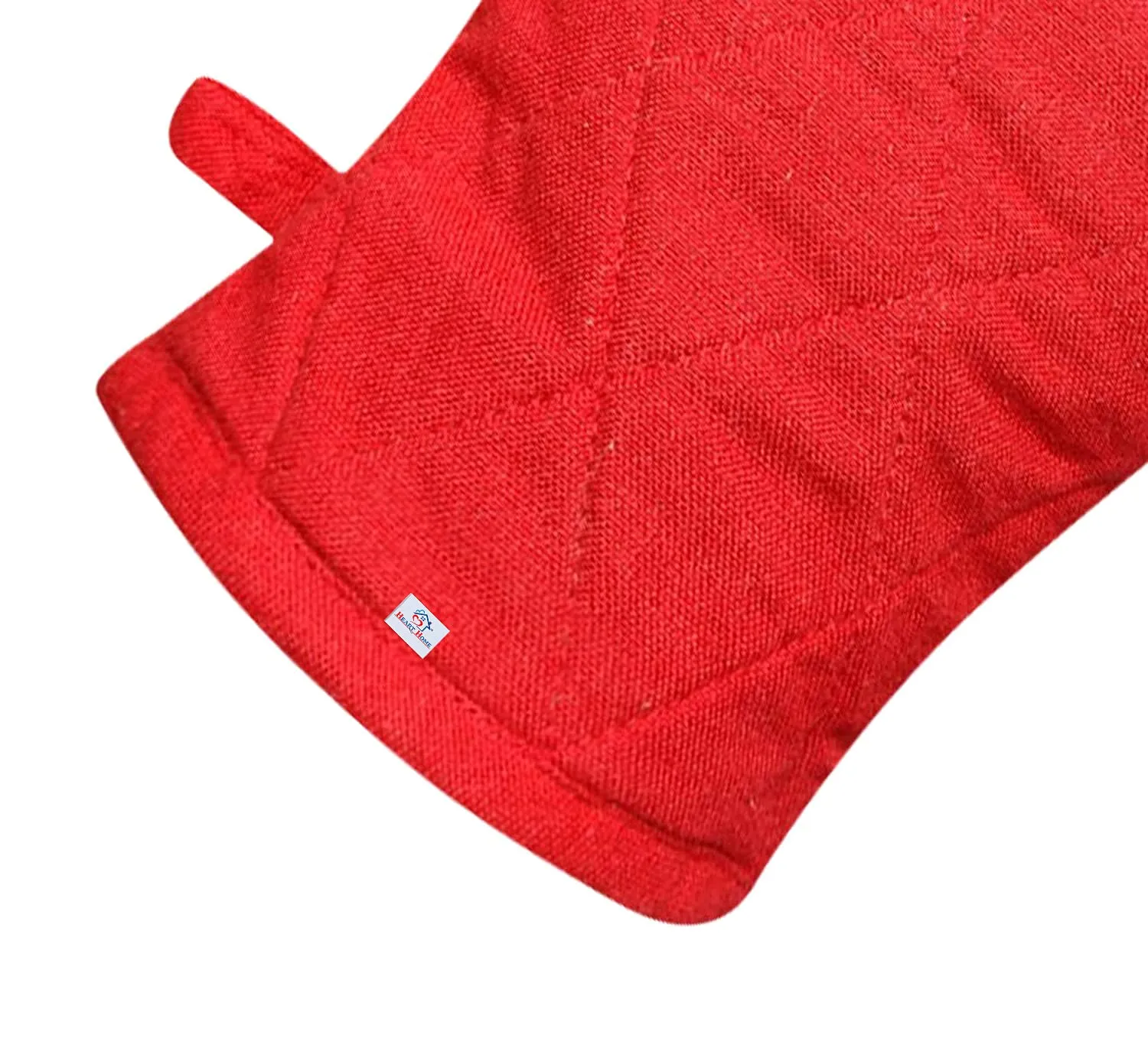 Heart Home Heat Resistant Cotton Kitchen Oven Mitt Microwave Gloves, Set of 2 (Red)-HS40HEARTH23975